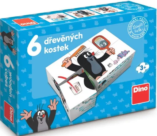 Dřevěné licenční kostky Krtek - 6 ks