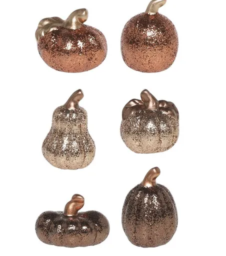 Set 6ks keramická dekorace dýně se třpytkami Pumpkin - Ø 5*7 cm  Chic Antique