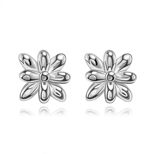 Náušnice ze stříbra 925 - květina s delšími skládanými okvětními lístky, puzzle