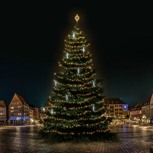 DecoLED LED světelná sada na stromy vysoké 21-23m, teplá bílá s padajícím sněhem