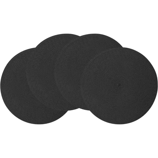 Altom Prostírání Straw černá, pr. 38 cm, sada 4 ks