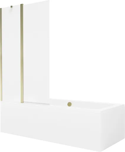 MEXEN/S Cube obdélníková vana 170 x 80 cm s panelem + vanová zástěna 100, transparent, zlatá 550517080X9410115000
