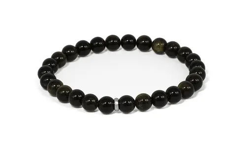 Agato Korálkový náramek z obsidiánu MINK142/20