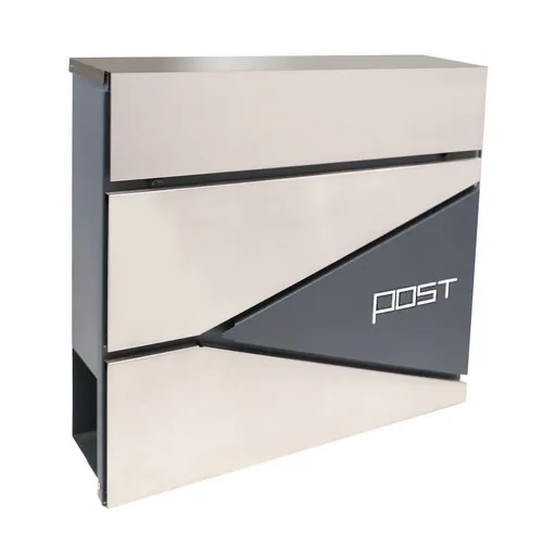 Poštovní schránka 371 x 362 x 105 mm, Zn+nerez s otvorem na noviny