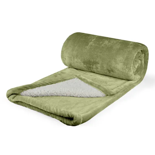 Polášek Mikroflanelová deka s beránkem - Olivová | 150 x 200 cm