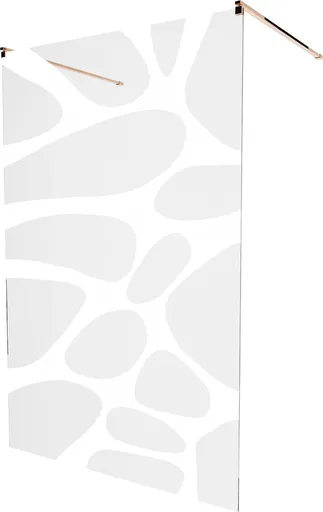 MEXEN/S KIOTO samostatně stojící sprchová zástěna 120 x 200, transparent/bílá vzor 8 mm, růžové zlato 800-120-002-60-97