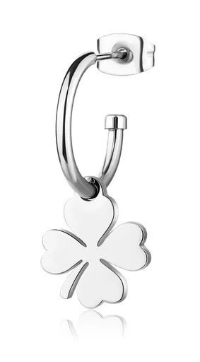 S'Agapõ Ocelová single náušnice Čtyřlístek Smile SSM025