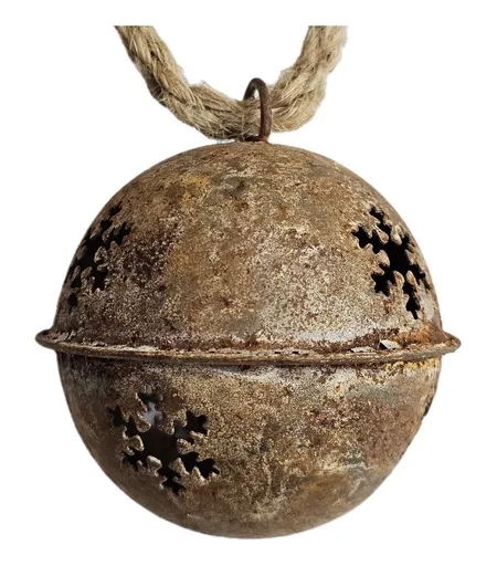 Zinková rezavá antik závěsná plechová ozdoba rolnička - Ø 6cm Sommerfield