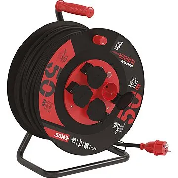 EMOS Gumový prodlužovací kabel na bubnu – 4 zásuvky, 50m, 2,5mm2 (1908545000)