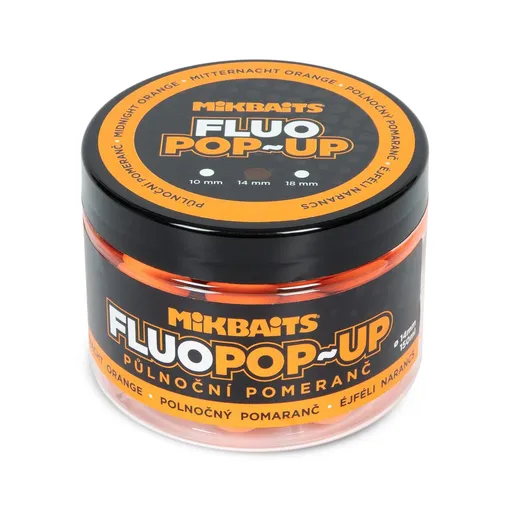 Mikbaits Plovoucí fluo boilie 14mm 150ml - Půlnoční Pomeranč,Mikbaits Plovoucí fluo boilie 14mm 150ml - Půlnoční Pomeranč