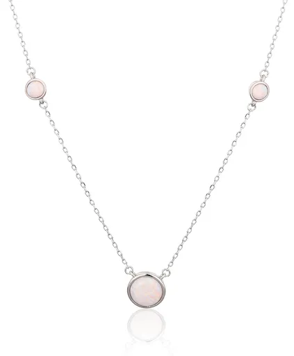 JVD Stříbrný náhrdelník se světle růžovým syntetickým opálem SVLN0309XH2O142