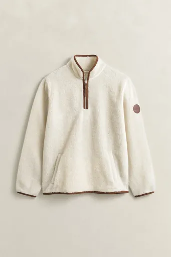 MIKINA GANT HALF ZIP FLLEECE CREAM