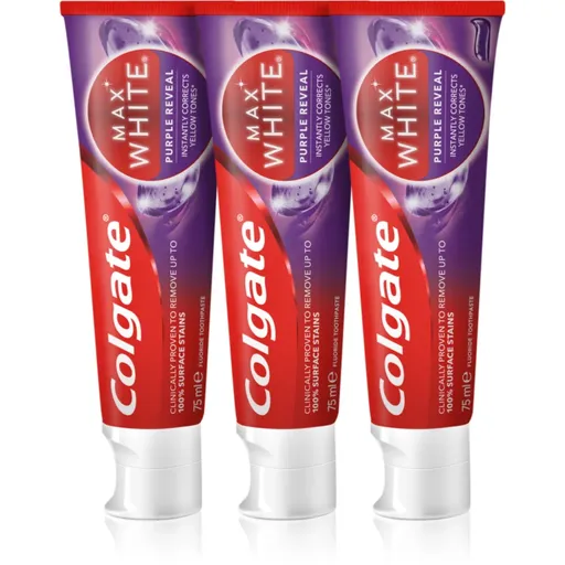 Colgate Max White Purple Reveal osvěžující zubní pasta 3x75 ml