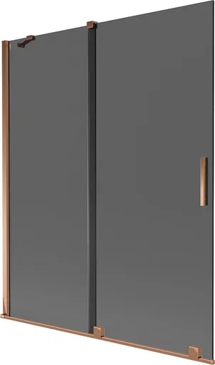 MEXEN/S Velar dvoukřídlá posuvná vanová zástěna 140 x 150, grafit, růžové zlato 896-140-000-41-60