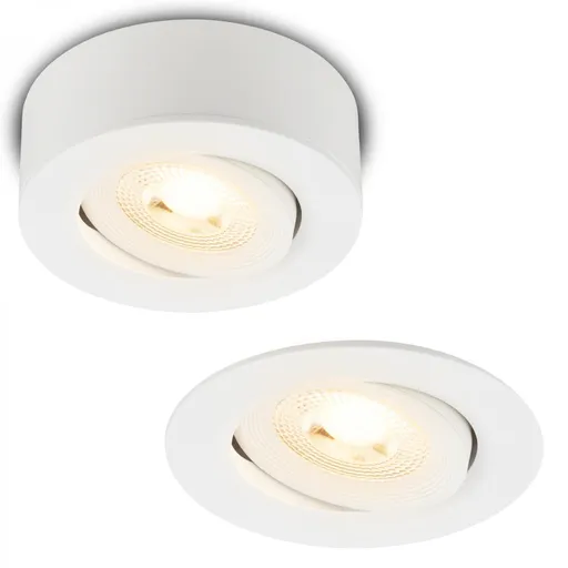 BRILONER LED vestavné / přisazené bodové svítidlo – pr.9mm, stmívatelné, 5W, 230V, teplá bílá, nastavitelné, bílá 7990016