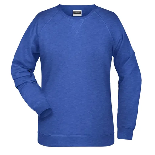 James & Nicholson (Daiber) Dámská mikina bez kapuce z biobavlny 8021 - Královsky modrý melír | 3XL