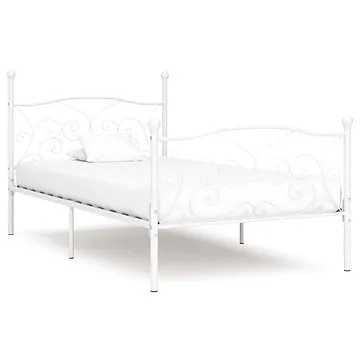 Rám postele s laťkovým roštem bílý kov 100x200 cm (284448)
