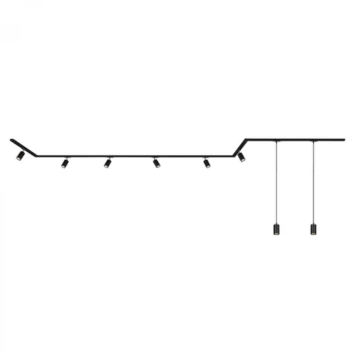 BRILONER 1-fázový lištový systém, 6x spot, 2x závěsná svítidla, 3 rohová spojka, černá 8013085