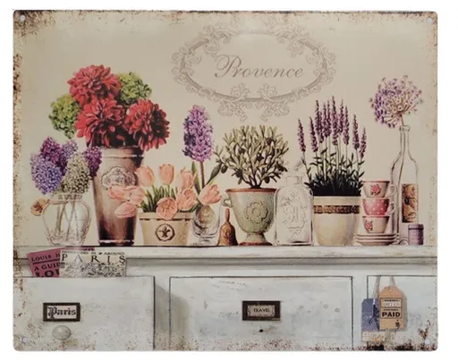Béžová antik nástěnná kovová cedule Provence - 25*20 cm Ostatní