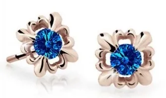 Cutie Jewellery Roztomilé dětské náušnice z růžového zlata C2212-30-X-4 modrá