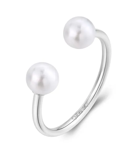 S'Agapõ Otevřený ocelový prsten se syntetickými perlami Wisdom SWI34