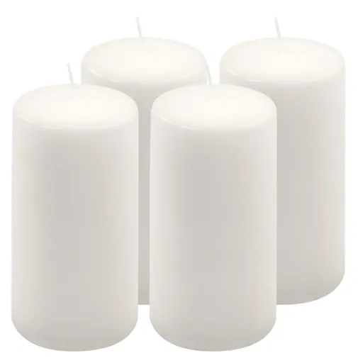 Bílé parafínové svíčky 15 cm, 65 h, 4 ks
