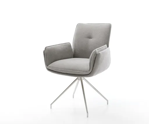 Jídelní židle Nela-Flex látka Měkký šedá křížová podnož zúžená