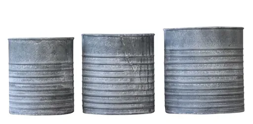 3ks plechový zinkový antik obal na květináč Planters - Ø 21*22/Ø 17*20 / Ø 13*18cm Chic Antique