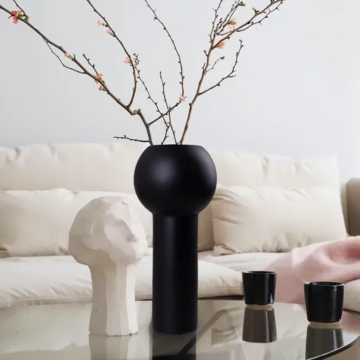 Gilde Keramická váza Tradium, matná černá, kulatá nahoře