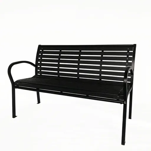 Lavička zahradní 125 x 60 x 80 cm, černá, ocel / plast