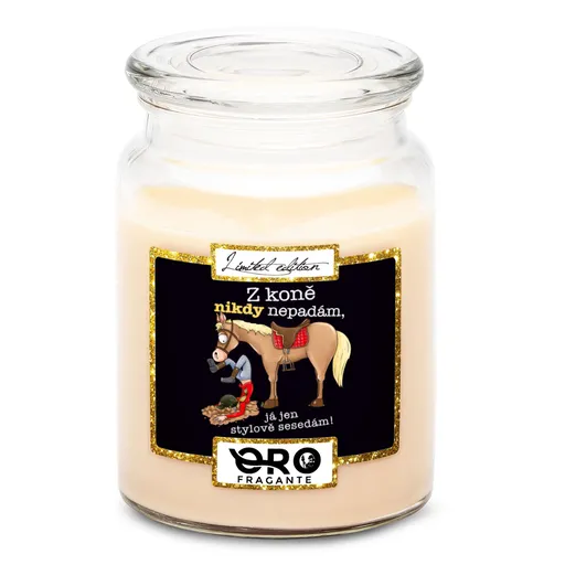 Svíčka Z koně nepadám (Vůně svíčky: Vanilka)