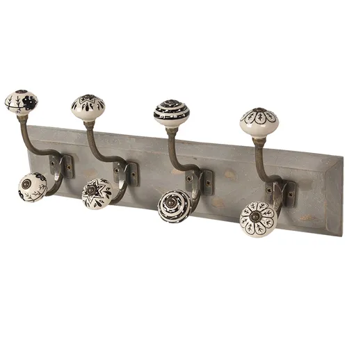 Dřevěný věšák s barevnými knopkami - 45*10*18 cm Clayre & Eef