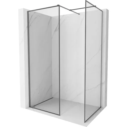 MEXEN/S Kioto-F Sprchová zástěna WALK-IN s rámem 90 x 70, transparent 8 mm, grafit metal 800-090-202-04-95-070