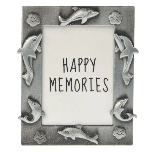 Stříbrný fotorámeček s delfíny - 4*5 cm Clayre & Eef