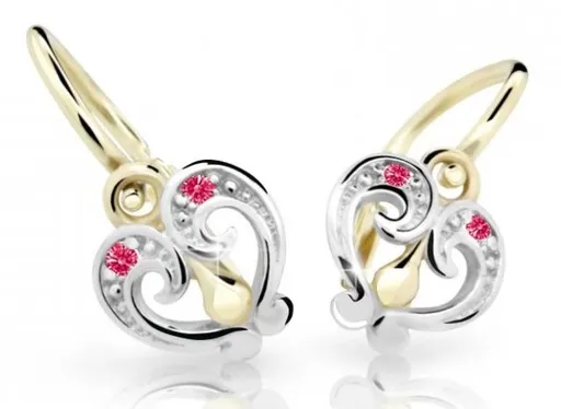 Cutie Jewellery Slušivé dětské náušnice ze žlutého zlata C2211-10-X-1 fuchsiová