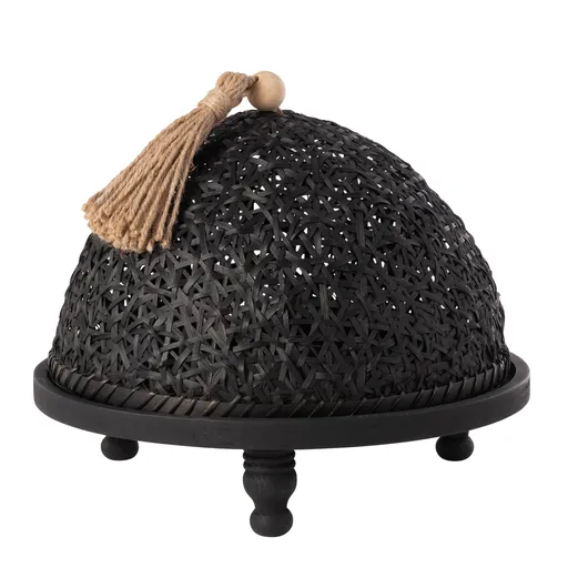 Černý dřevěný podnos s poklopem Hood - Ø30 * 25 cm J-Line by Jolipa