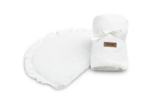 SENSILLO Sada ke křtu, 2D - deka, polštářek - bílá