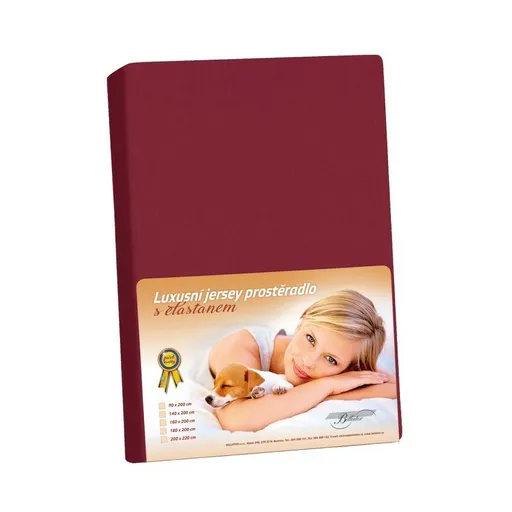 Bellatex Jersey prostěradlo s elastanem bordová, 140 x 200 cm