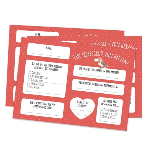 Spielehelden Svatební přání s vřelým pozdravem 50 ks. DIN A6 extra silná: 300 g/m²