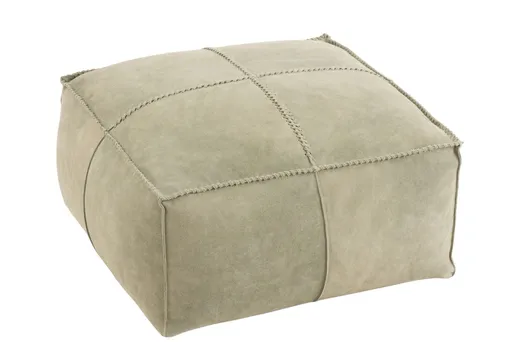 Béžovo-zelený kožený puf / sedák Pouf cross low - 50*50*25cm J-Line by Jolipa