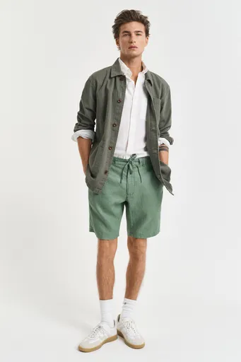 ŠORTKY GANT RELAXED LINEN DS SHORTS KALAMATA GREEN