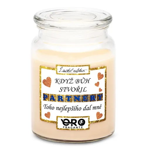 Svíčka Když bůh stvořil partnery (Vůně svíčky: Vanilka)