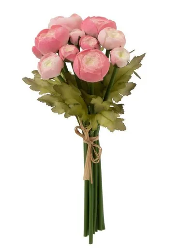 Růžová kytička pryskyřník 11ks - 16*14*26cm J-Line by Jolipa