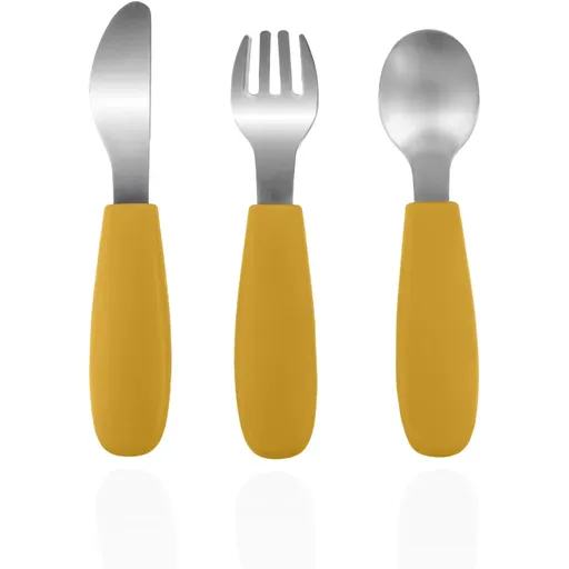 Zopa Silicone Children's Cutlery příbor pro děti 6 m+ Mustard Yellow 3 ks