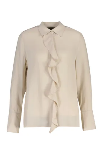 HALENKA GANT REG CREPE VISCOSE RUFFLE BLOUSE PUTTY
