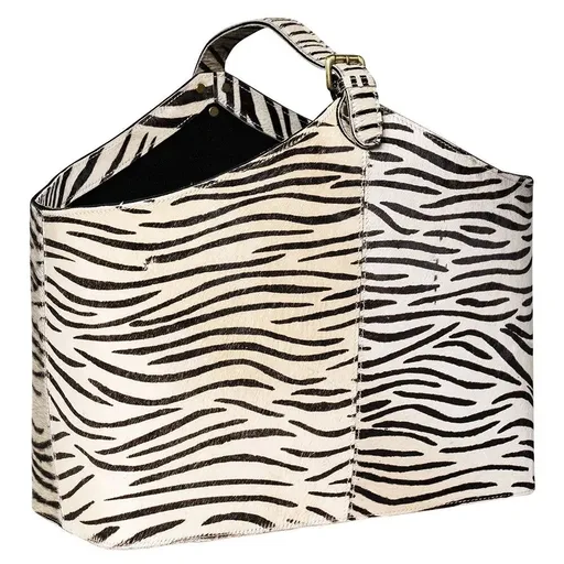 Kožený koš se vzorem Zebra (bos taurus taurus) - 25*28*50cm Mars & More