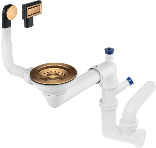 DEANTE Space-Saver Odpadní sada granitového dřezu, 1-miska, kartáčovaný bronz ZXY_C949