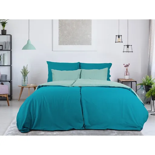 B.E.S. Petrovice Bavlněné povlečení Double face tyrkys/olivová