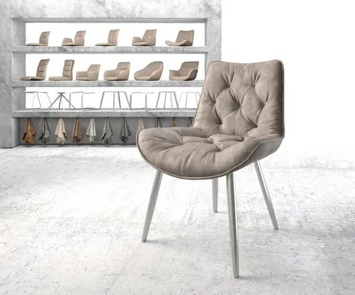 Jídelní židle Taimi-Flex taupe vintage zúžená podnož nerezová