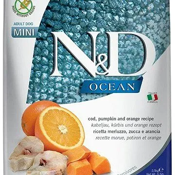 N&D OCEAN grain free dog adult mini codfish & pumpkin & orange 2,5 kg (8010276036520)